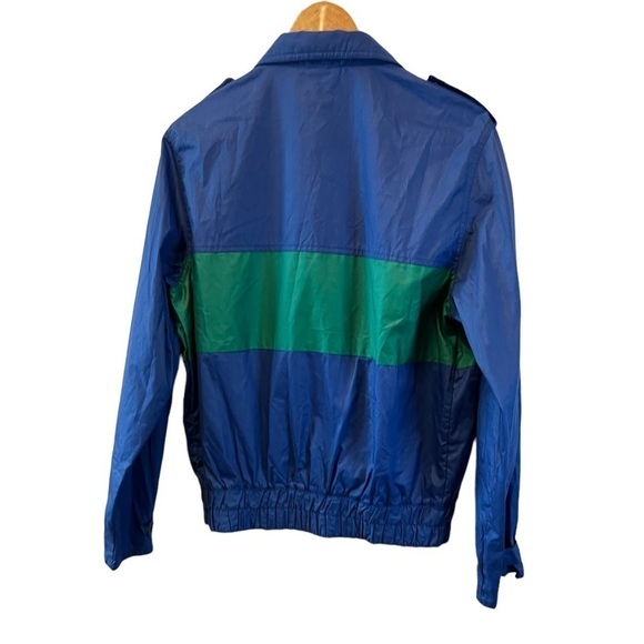 VINTAGE Green & Blue Zip Up Lightweight Short Casual Windbreaker Jacket Coat L - Picture 2 of 7
